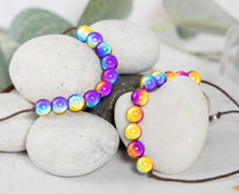 Load image into Gallery viewer, Calming Bracelet, 10 Breaths Bracelet, Breathe Bracelet.  Illusion or Magic beads in Purple Rainbow
