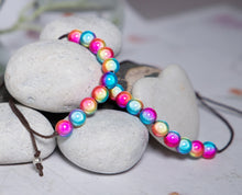 Load image into Gallery viewer, Anxiety Bracelet, 10 Breaths Bracelet, Breathe Bracelet, Illusion or Magic bead bracelet in Unicorn Pastel Rainbow

