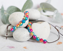 Load image into Gallery viewer, Anxiety Bracelet, 10 Breaths Bracelet, Breathe Bracelet, Illusion or Magic bead bracelet in Unicorn Pastel Rainbow

