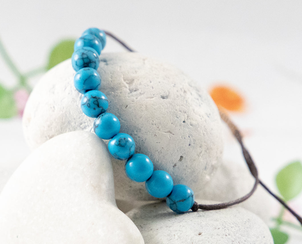 Turquoise Blue Howlite Mindfulness Bracelet, 10 Breaths Bracelet, anxiety and Calming Bracelet
