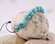 Load image into Gallery viewer, Turquoise Blue Howlite Mindfulness Bracelet, 10 Breaths Bracelet, anxiety and Calming Bracelet
