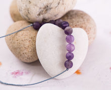 Load image into Gallery viewer, Amethyst Bracelet, One of the best semi precious stones to have, stone bracelet for counting your 10 breaths, for meditation and calm
