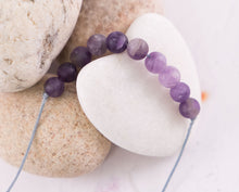 Load image into Gallery viewer, Amethyst Bracelet, One of the best semi precious stones to have, stone bracelet for counting your 10 breaths, for meditation and calm
