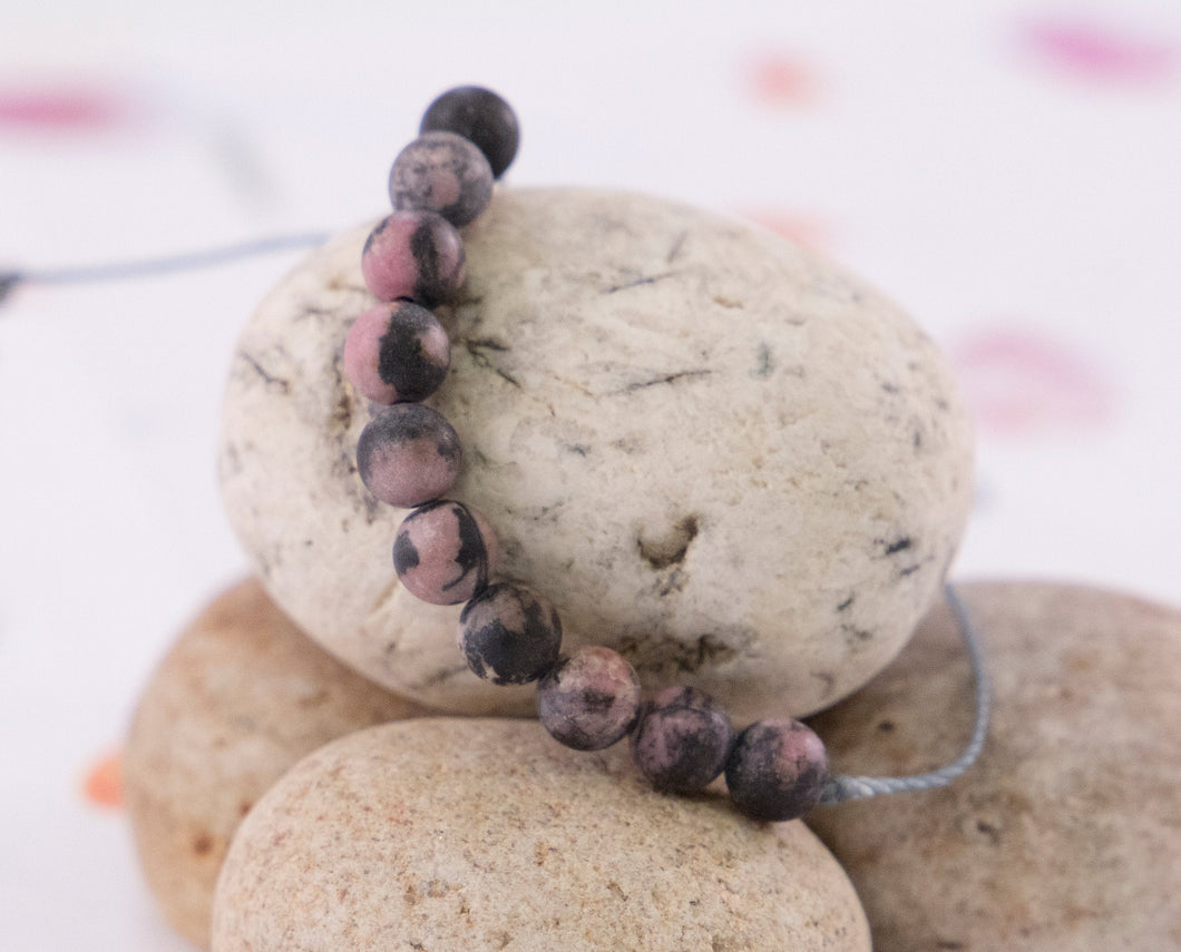 Rhodonite Semi Precious Stone Bracelets in THREE variants