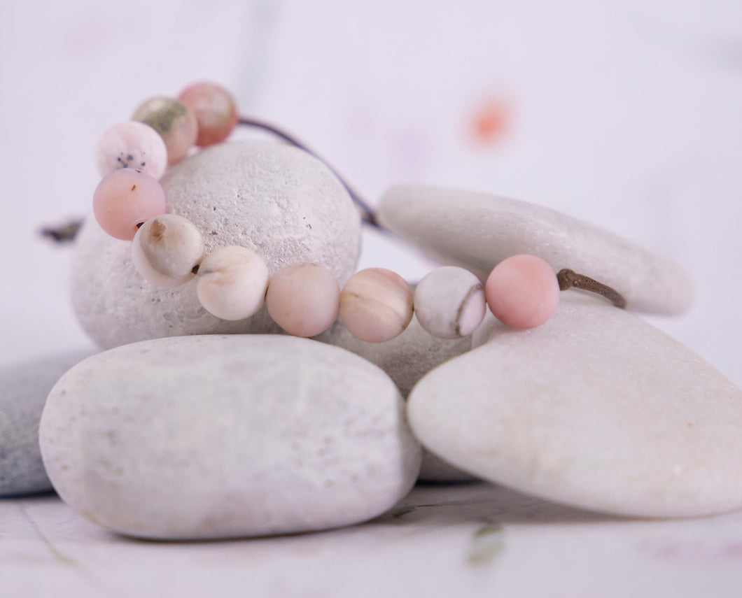Matte Pink/Rose Opal, Peruvian Opal, for anxiety, stress and calming, 10 Breaths Bracelet, Breathe Bracelet
