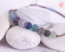 Load image into Gallery viewer, Matte Rainbow Fluorite Semi Precious Stone Bracelet for relieving stress and anxiety
