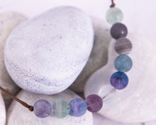 Load image into Gallery viewer, Matte Rainbow Fluorite Semi Precious Stone Bracelet for relieving stress and anxiety, Breathe Bracelet for counting 10 Breaths
