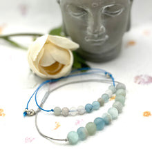 Load image into Gallery viewer, Matte Aquamarine Stone Bracelet for Calming and Anxiety, 10 Breaths Bracelet, Breathe Bracelet Gift
