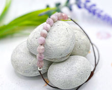 Load image into Gallery viewer, Kunzite Semi Precious Stone Bracelet - 10 little stones for breath counting, lightly faceted stone with cotton cord.
